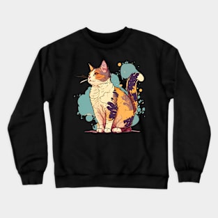 Japan Cat Thinking About Life - Cat Lover Crewneck Sweatshirt